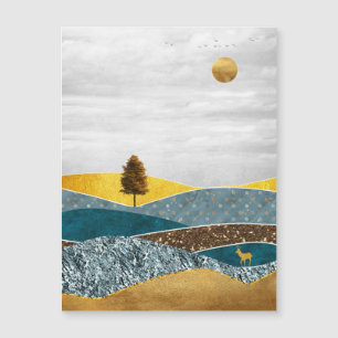 Pré doré avec arbre et cerf