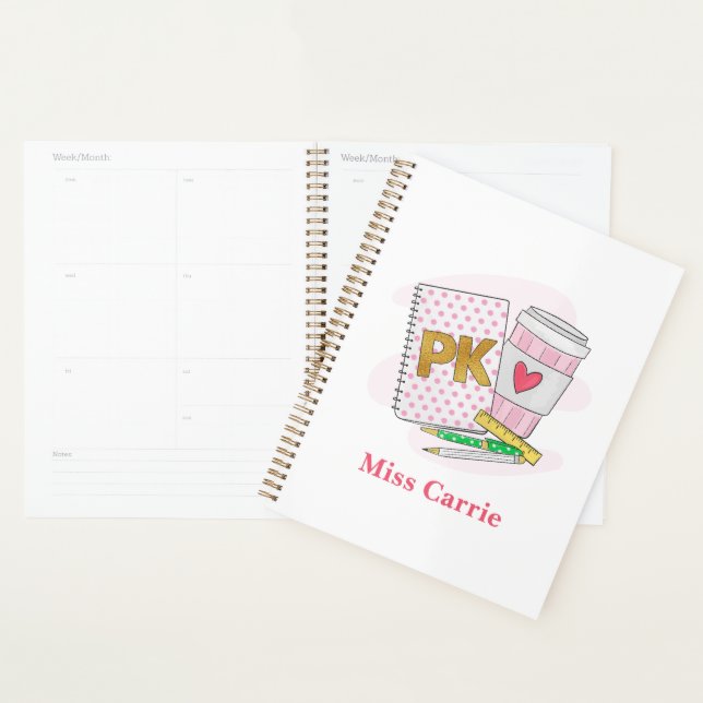 Pré jardin d'enfants blanc point Carnet planificat (Devant avec enveloppe)