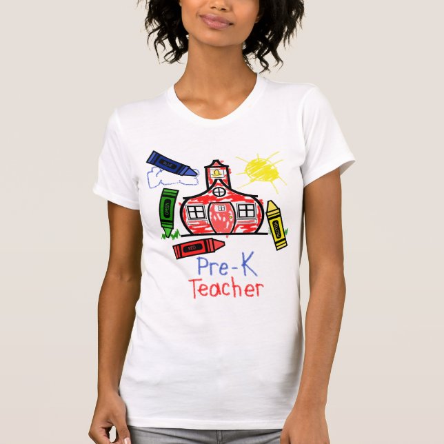 Pré T-shirt de professeur de K - école et crayons (Devant)