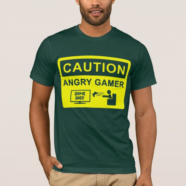Précaution ! T-shirt fâché de Gamer (Devant)
