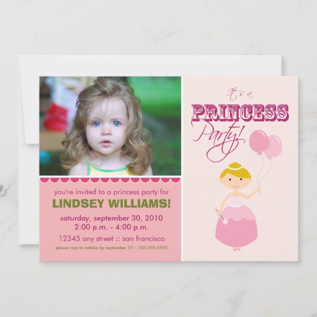 Précieuse invitation du Princess Party (rose) (Devant)