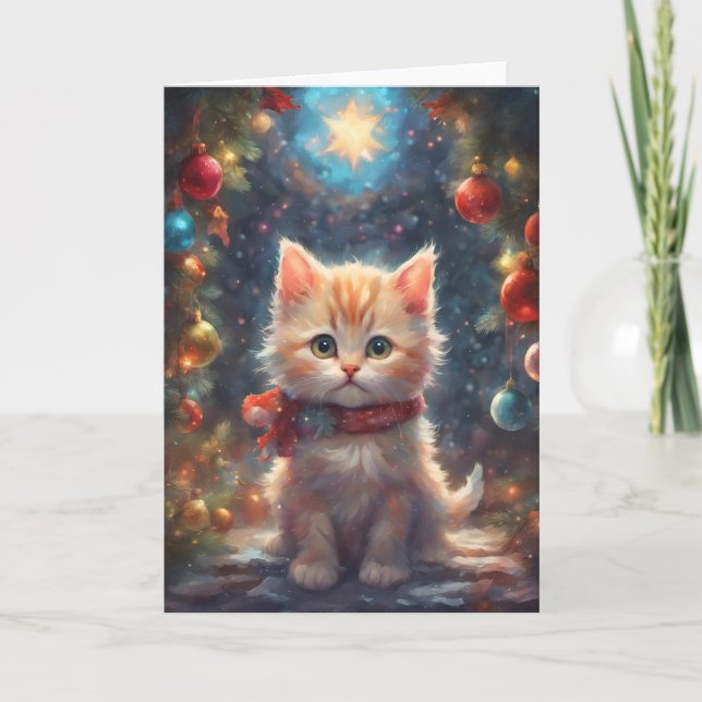 Precieux Christmas Kitten Carte d'art (Devant)