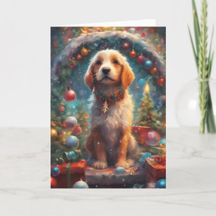 Precieux Christmas Puppy Art carte
