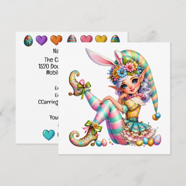 Precieux Elfe de Pâques - Elf Theme Invitation (Devant / Derrière)