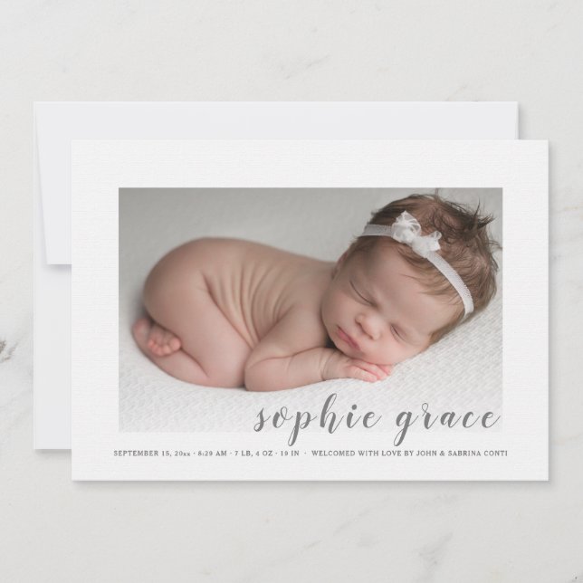 Précieux Faire-part de naissance photo d'arrivée (Devant)