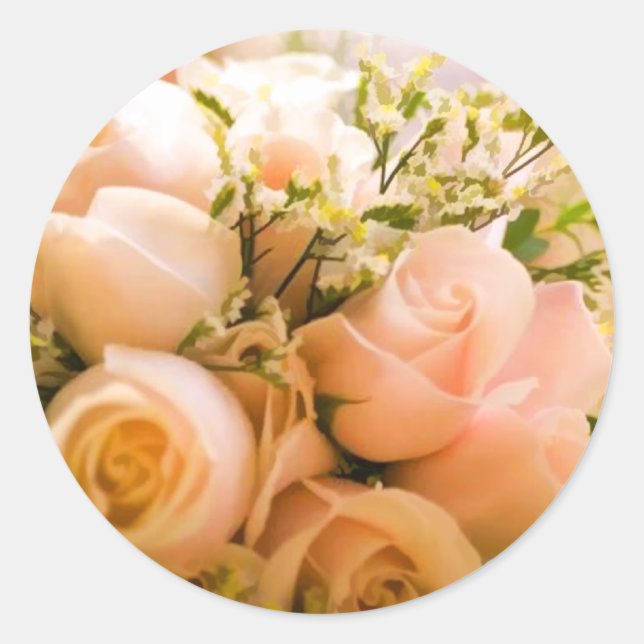 PRECIEUX PEACH MARIAGE ROSES ENVELOPE SEAL STICKER (Devant)