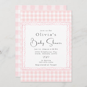 Précieux rose En vichy Baby shower Invitation