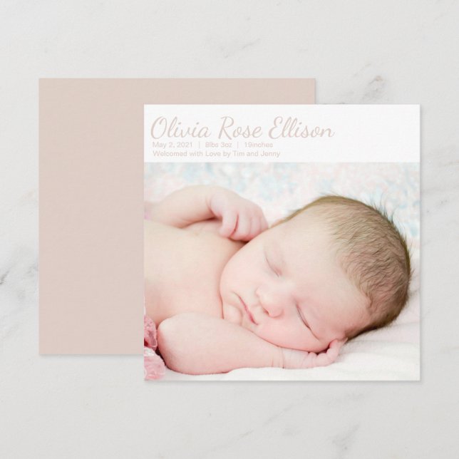 Precious Baby Girl Photo Faire-part de naissance (Devant / Derrière)