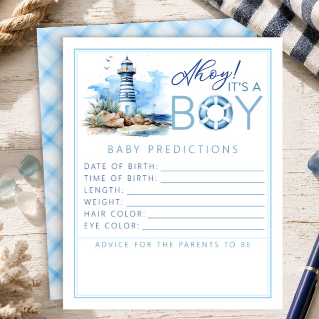 Prédiction de Baby Shower Nautique 'Ahoy C'est un  (Baby Shower Keepsake Activity)