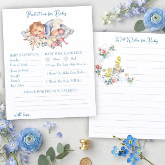 Prédiction de Baby Shower pour Garçon Vintage Bleu