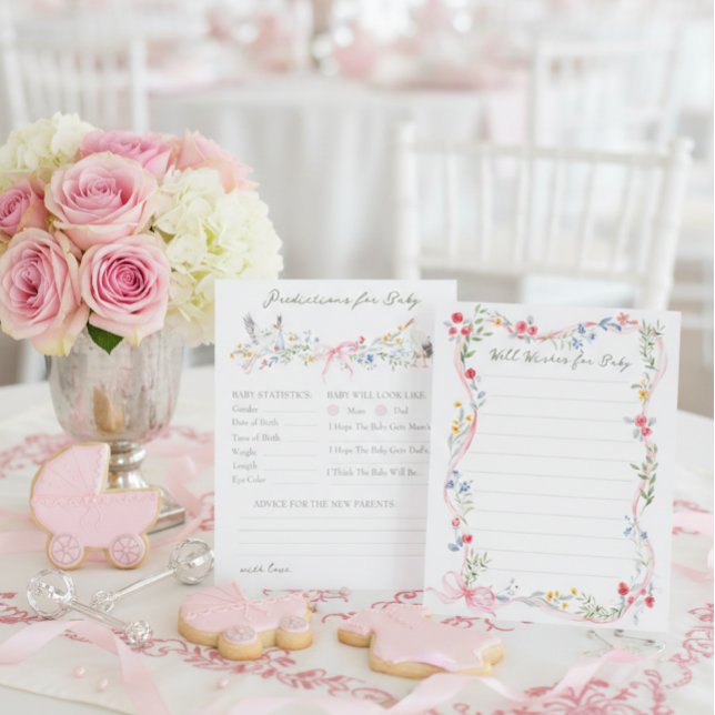Prédiction de Baby Shower Rose Héritée et Cigogne  (Créateur téléchargé)