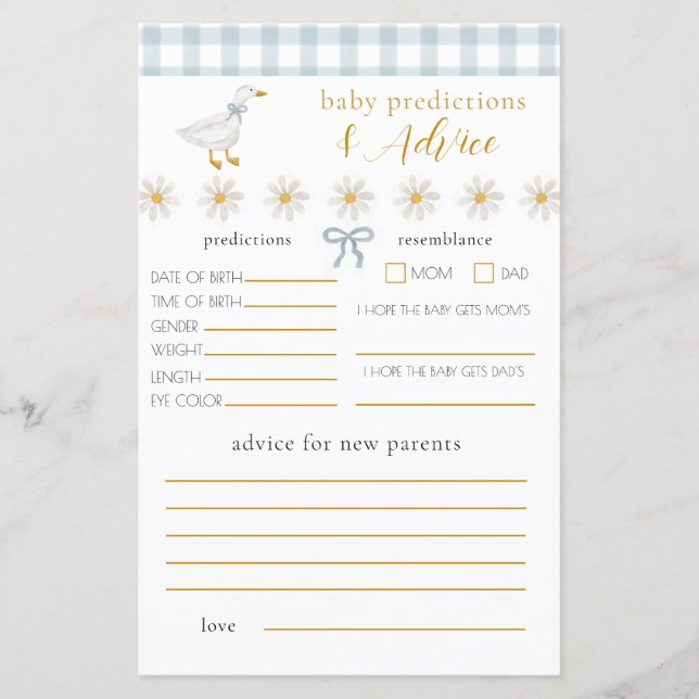 Prédiction de conseils pour bébé Silly Goose Blue  (Devant)