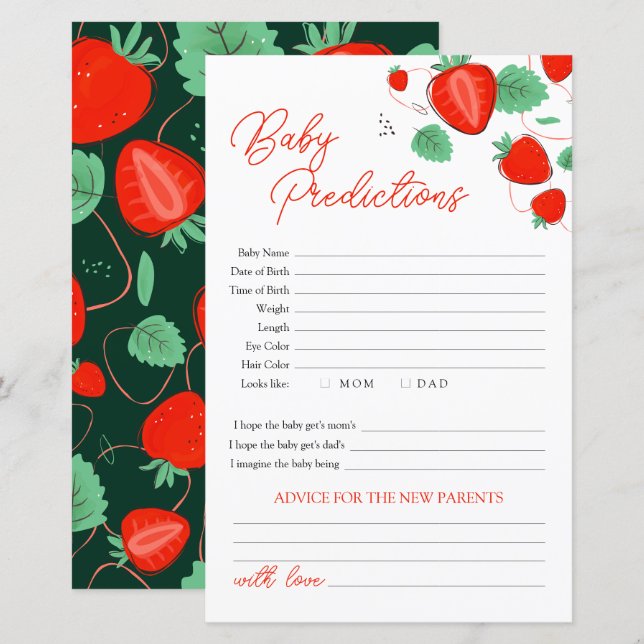 Prédiction De La Fraise Pour Le Baby shower (Devant / Derrière)