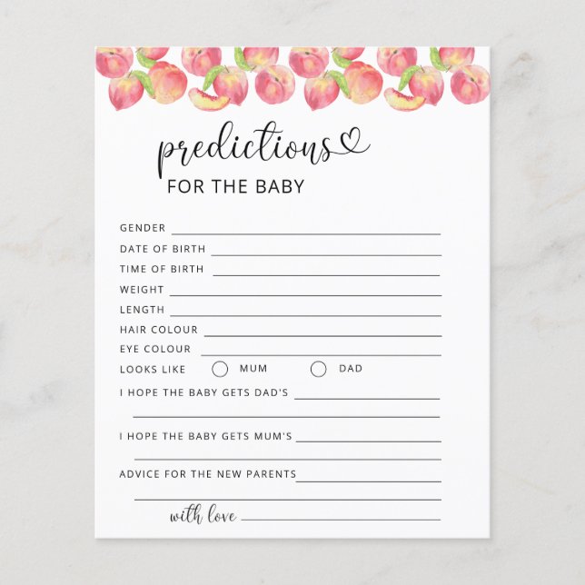 Prédictions aquarelle pêche pour bébé (Devant)