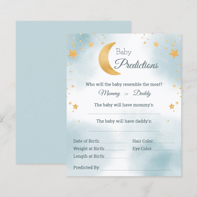 Prédictions Bébé Over the Moon Jeu de Baby Shower (Devant / Derrière)