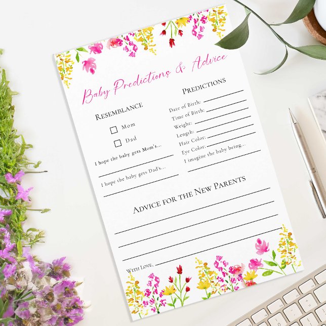 Prédictions & Conseils Jeu de Baby Shower Fleurs S (Créateur téléchargé)