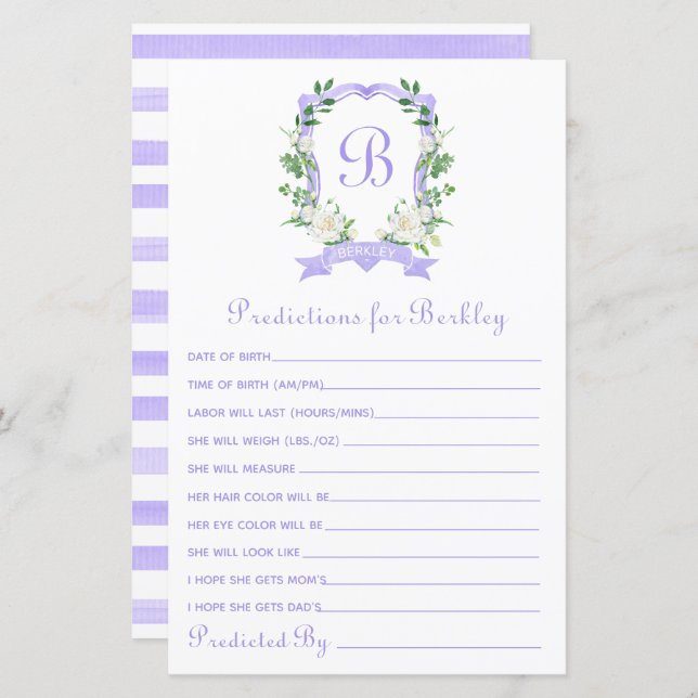 Prédictions de bébé crête florale pourpre (Devant / Derrière)