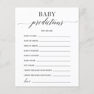 Prédictions de bébé Jeux de Baby shower minimalist