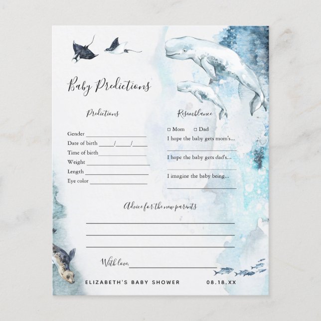 Prédictions des bébés | Jeu Baby shower (Devant)