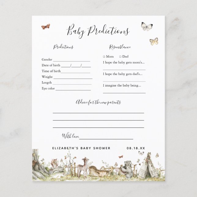 Prédictions des bébés | Jeu Baby shower (Devant)