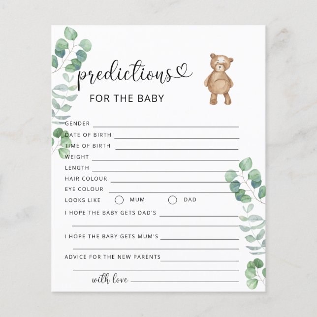 Prédictions d'ours eucalyptus pour bébé (Devant)