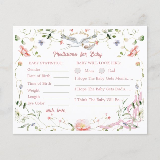 Prédictions du Baby shower de ruban Fleur sauvage  (Devant)