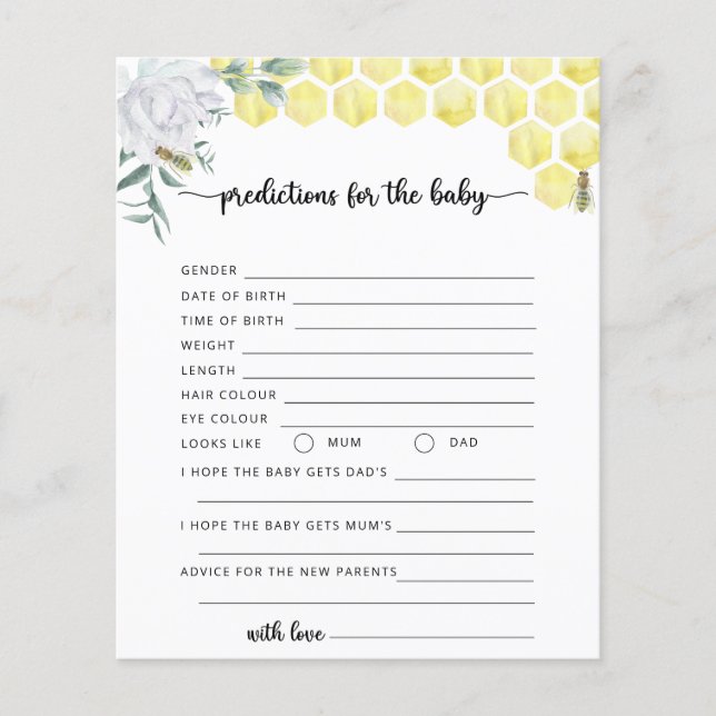 Prédictions et conseils de bébé petite abeille (Devant)