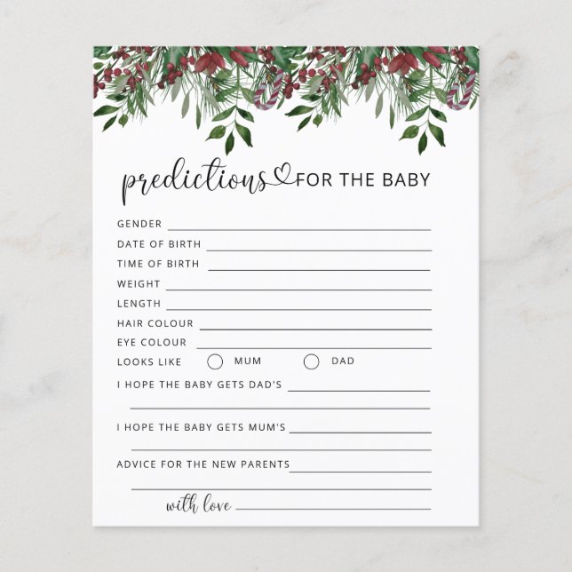 Prédictions et conseils de Noël pour bébé en feuil (Devant)