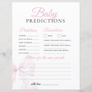 Prédictions et conseils Jeu Baby shower de Bow Ros