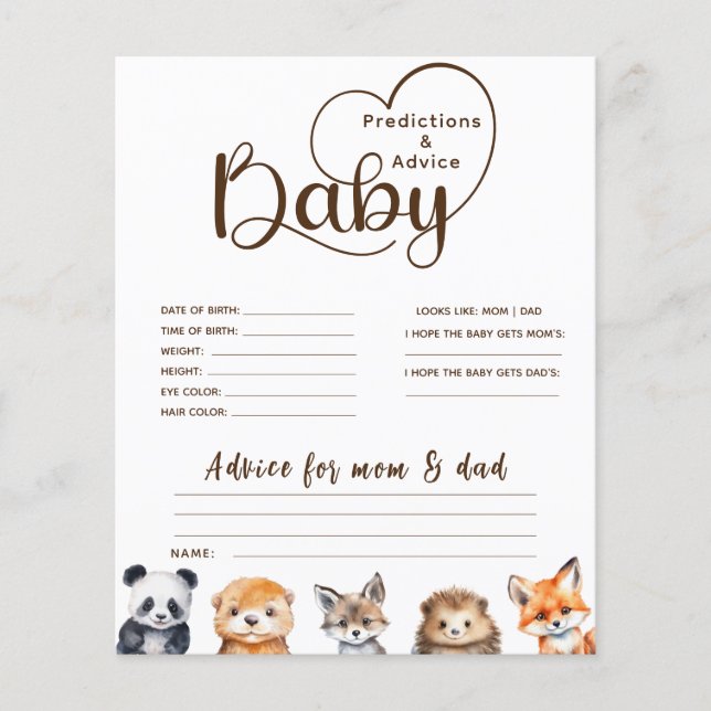 Prédictions et conseils jeu pour Baby Shower Anima (Devant)