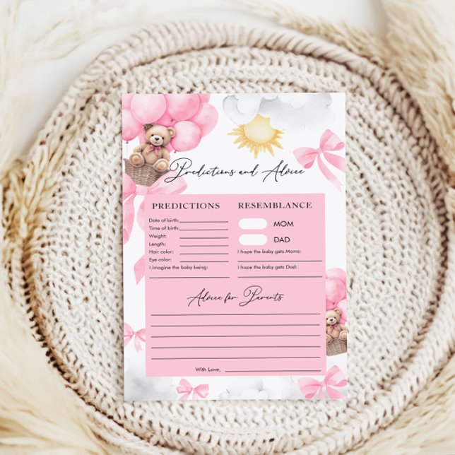 Prédictions et conseils Jeux de Baby shower d'ours (Créateur téléchargé)