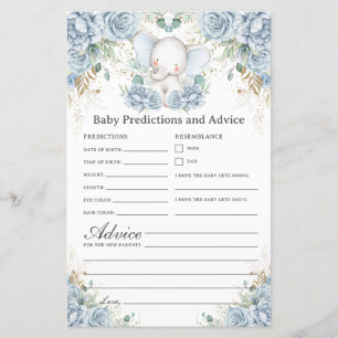 Prédictions et conseils pour Baby Shower d'éléphan