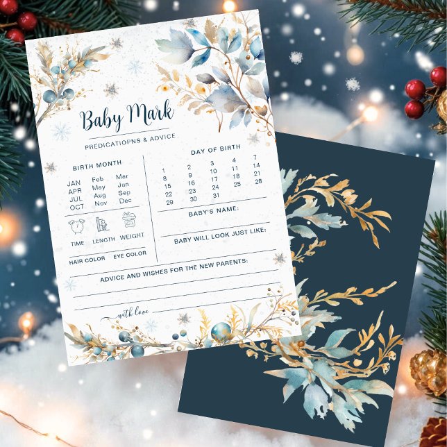 Prédictions et conseils pour Baby Shower Navy Gold (Créateur téléchargé)
