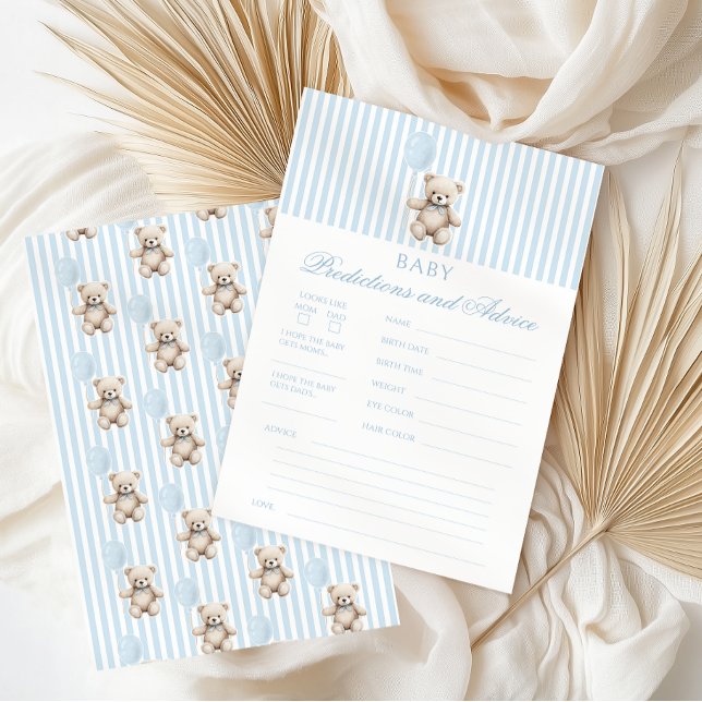 Prédictions et Conseils pour Baby Shower Ours en P (Créateur téléchargé)