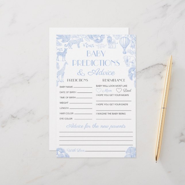 Prédictions et conseils pour bébé Baby shower de g (Devant/Arrière en situation)