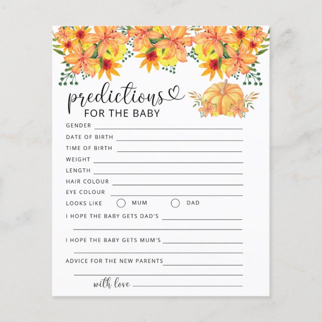 Prédictions et conseils pour bébé citrouilles d'au (Devant)