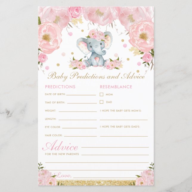 Prédictions et conseils pour bébé éléphant floral  (Devant)