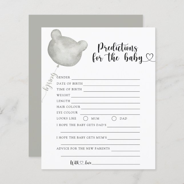 Prédictions et conseils pour bébé OURSE (Devant / Derrière)