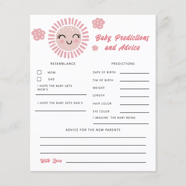 Prédictions et conseils pour bébé Pink Sunshine  (Devant)