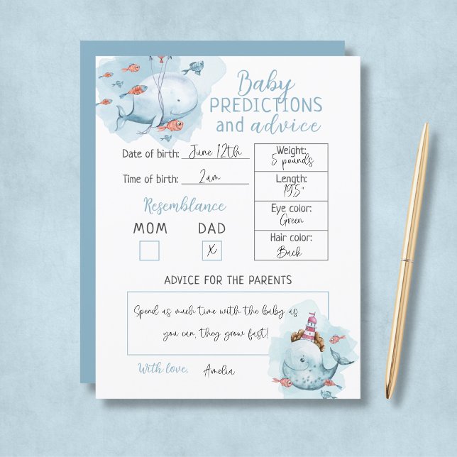 Prédictions et conseils pour bébé pour une Baby Sh (Budget Whale Baby Shower Baby Predictions & Advice
)