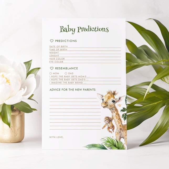 Prédictions et conseils pour bébé Safari Animaux J (Baby Predictions Safari Animals Game Cards)