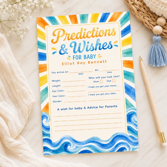 Prédictions et vœux pour la Baby Shower de Bébé So (Baby Shower Game Card)