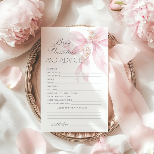 Prédictions pour bébé baby shower floral rose Bow (Créateur téléchargé)