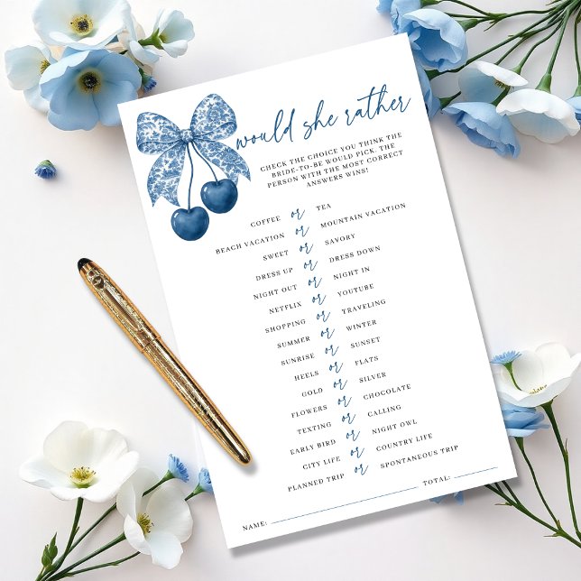 Préférerait-elle Jeu de Baby Shower Blue Bow (Créateur téléchargé)