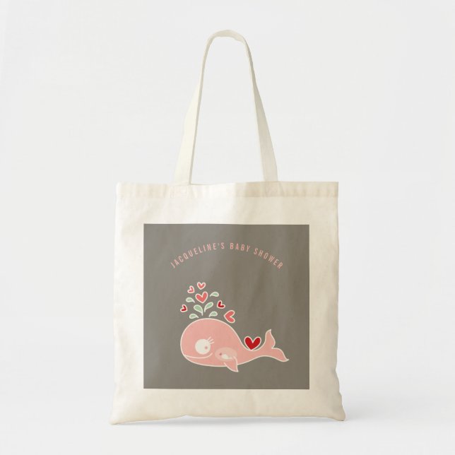 Pregnant rose maman baleine fille Baby shower sac (Devant)