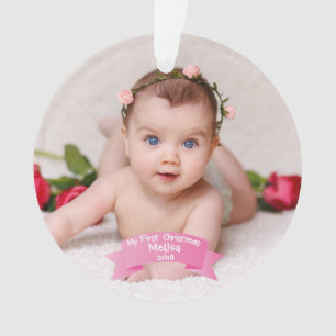Premier acrylique de photo de Noël de bébé