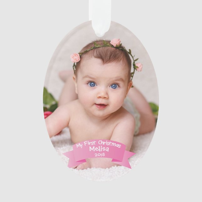 Premier acrylique de photo de Noël de bébé (devant)