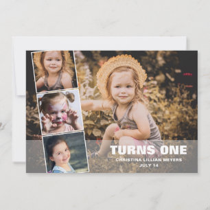 Premier anniversaire 4 photo Collage Carte de nais