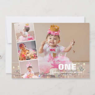 Premier anniversaire 4 Photo Collage Faire-part de