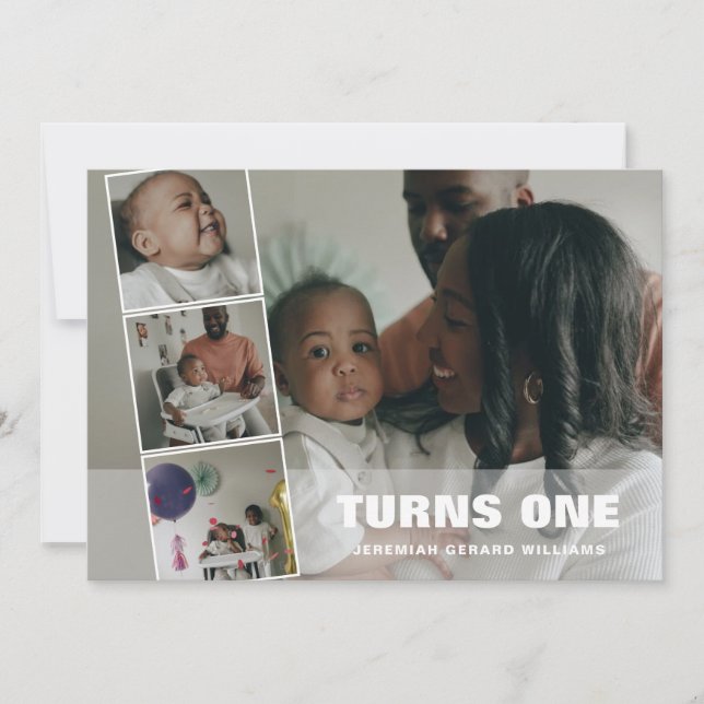 Premier anniversaire 4 Photo Collage Faire-part de (Devant)